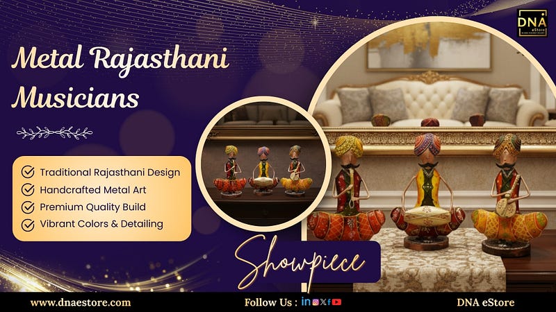 Metal Rajasthani Musicians Showpiece — A Celebration of Indian Folk Art