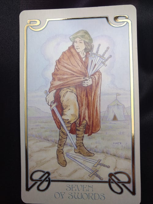 Deception, Sabotage, and Strategies: Meditations on the Seven of Swords