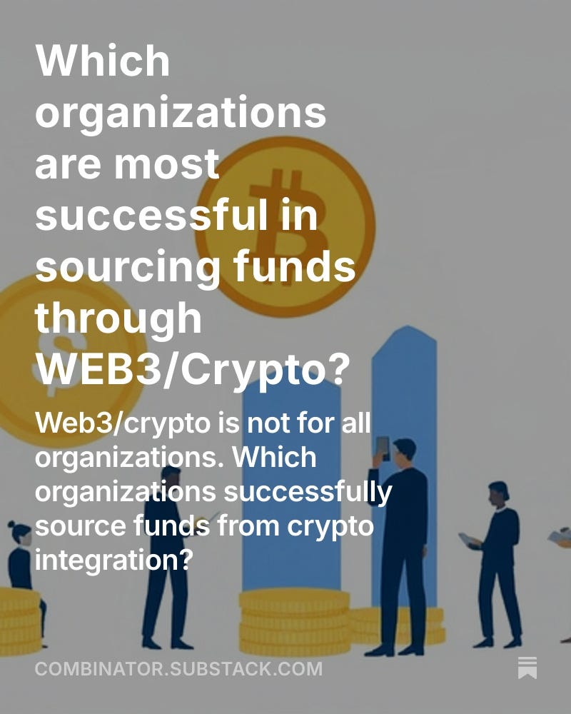 Which organizations are most successful in sourcing funds through WEB3/Crypto?