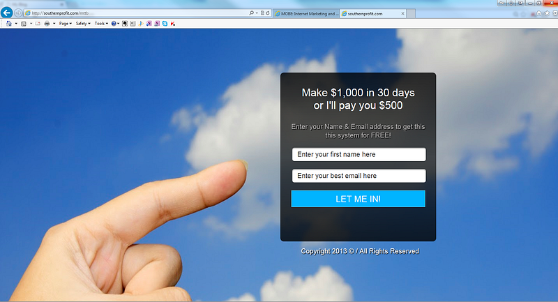 sky background with a hand pointing to a capture page dialogue box with the fields available to fill in