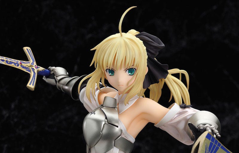 A statue in Japan of Saber from Fate / Stay Night