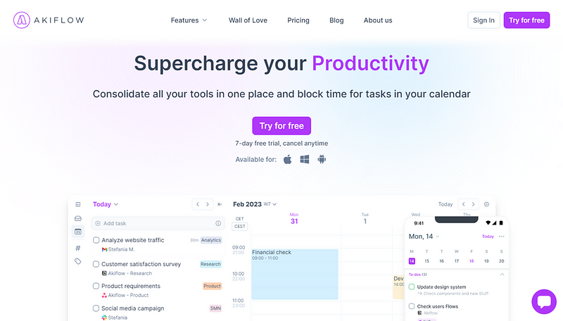 Akiflow productivity app