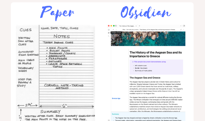 The Obsidian Solution for the Cornell Note-Taking Method
