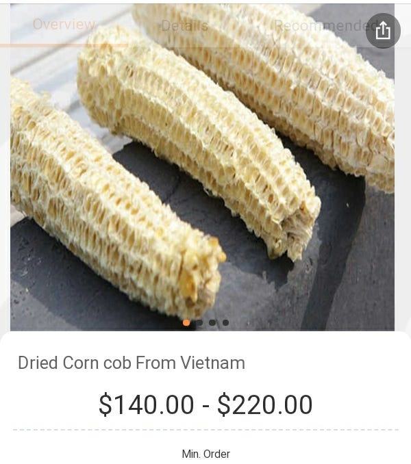 Corn cobs business
