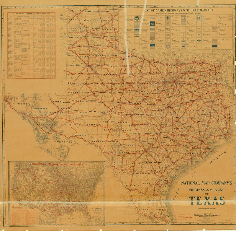 National Map Company’s Highway Map of Texas, 1920 – Save Texas History ...