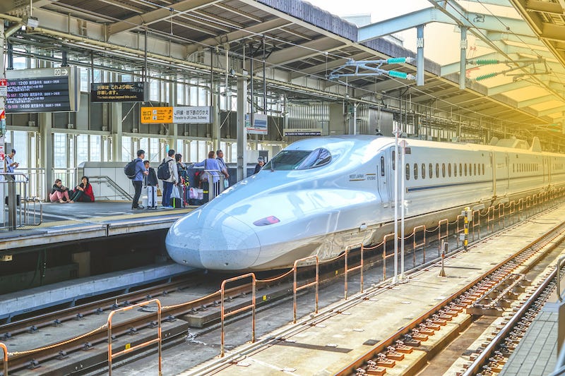 A bullet train bound for Kyoto on the Tokdaido Nozomi Line