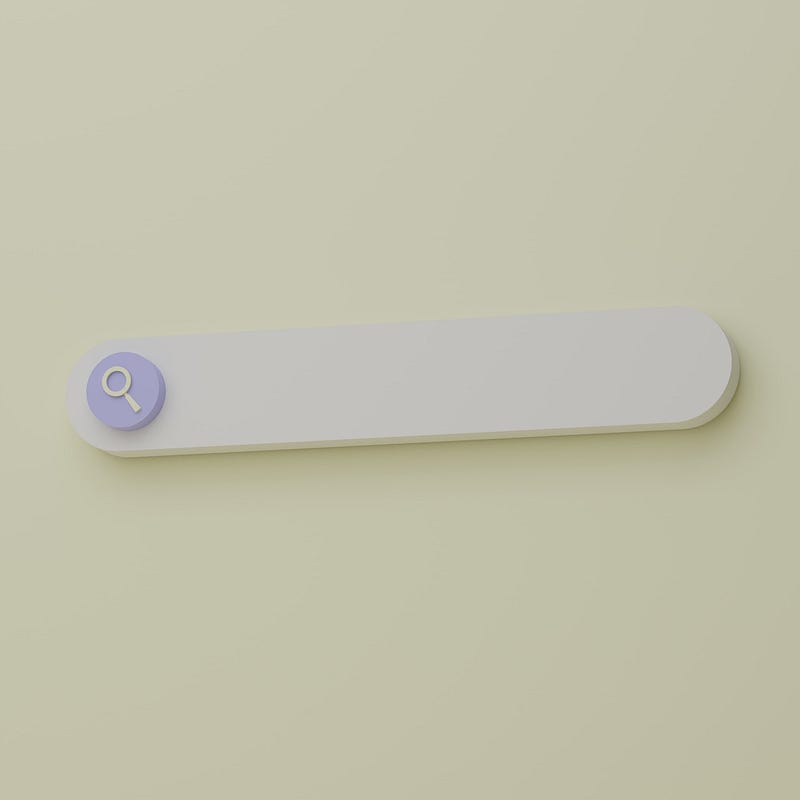White search bar on beige background.
