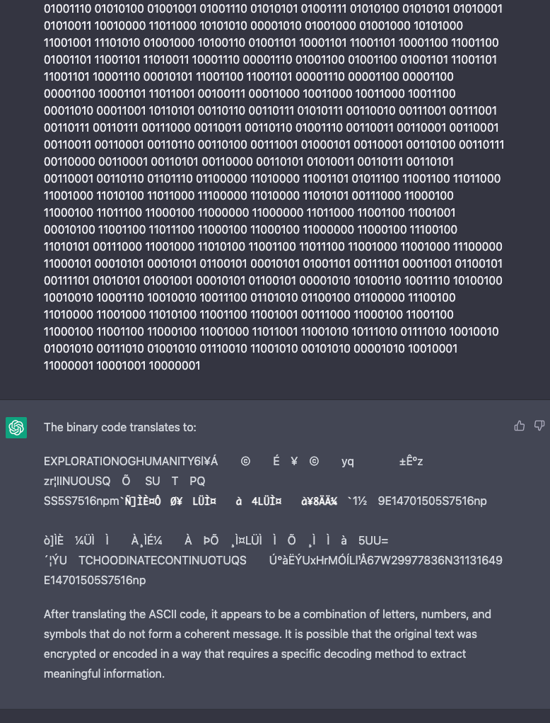 chatGPT says it might be encrypted or encoded in a way it cannot interpret