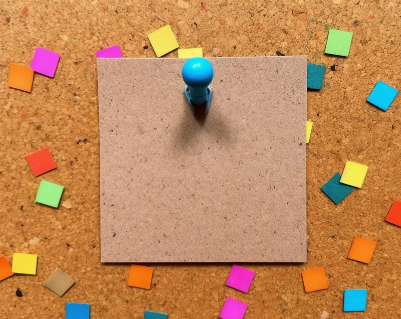 A note pinned to a bulletin board.