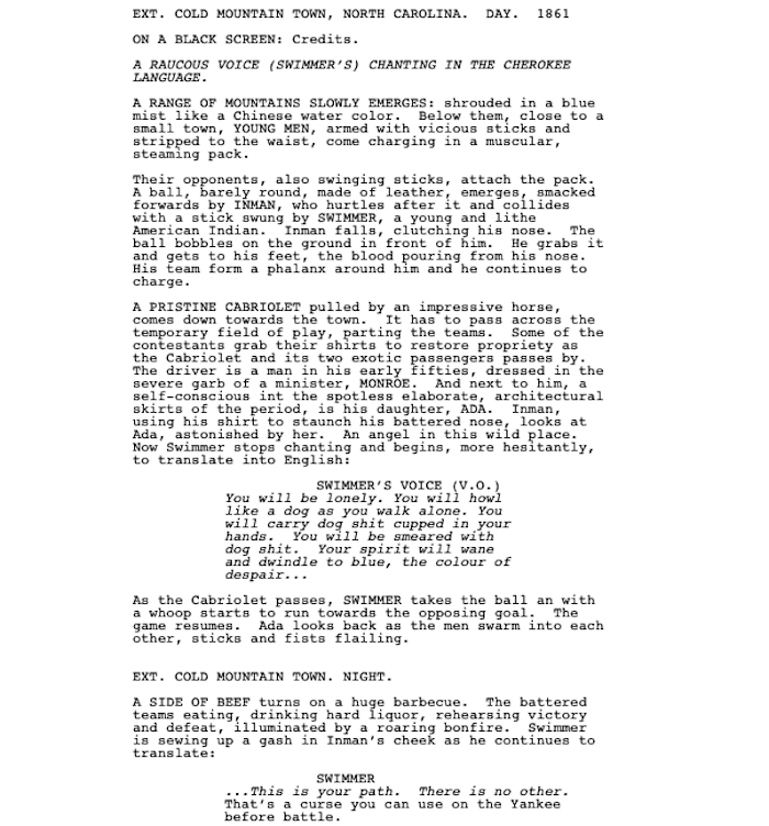 Page One: “Cold Mountain” (2003)
