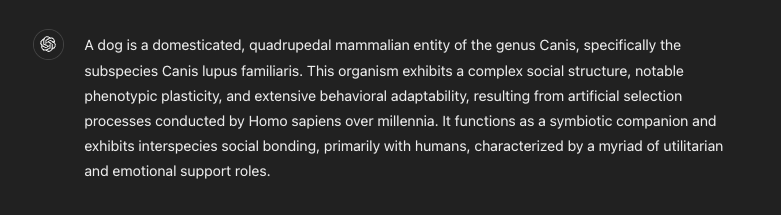 AI wrote a hard-to-understand definition of what is a dog