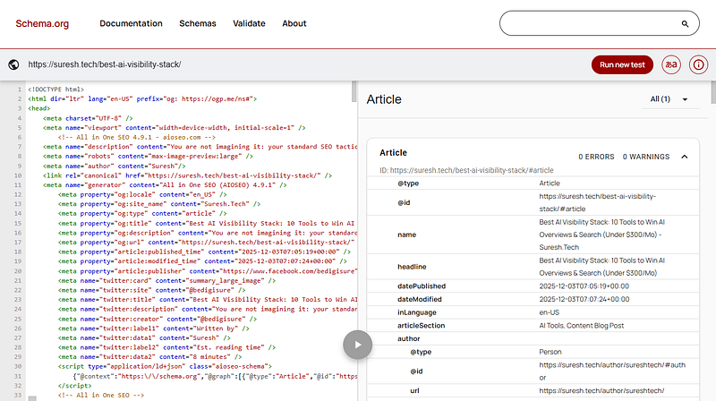schema validator for ai visibility