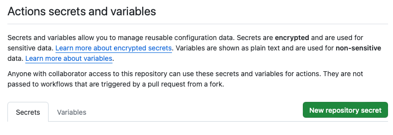 Secret setup screen