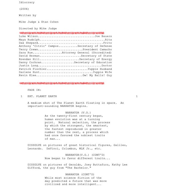 Page One: “Idiocracy” (2006)