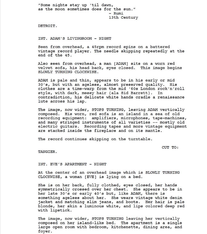 Page One: “Only Lovers Left Alive” (2013)