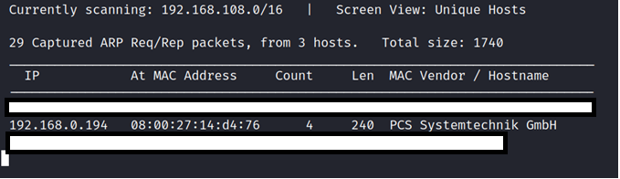 Finding the IP address of target machine