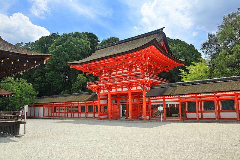 The entrance to Shimogamo Shrine, one of the most important Heian period shrines in Japan