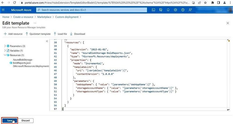 Saving the provided content from the template file.