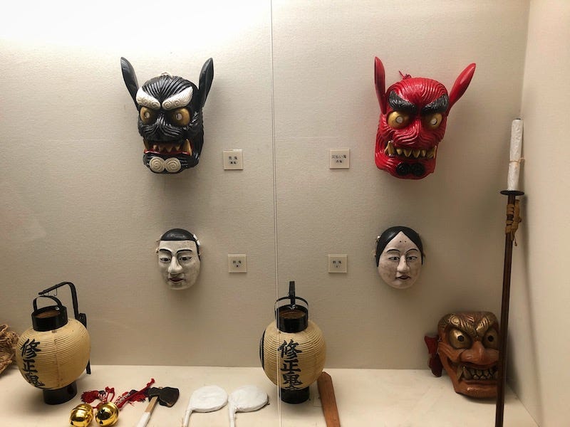 Masks and other tools related to the Kunisaki Peninsula’s Shujo Onie Festival