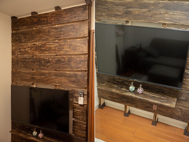 A DIY Wooden Wall with TV Mount