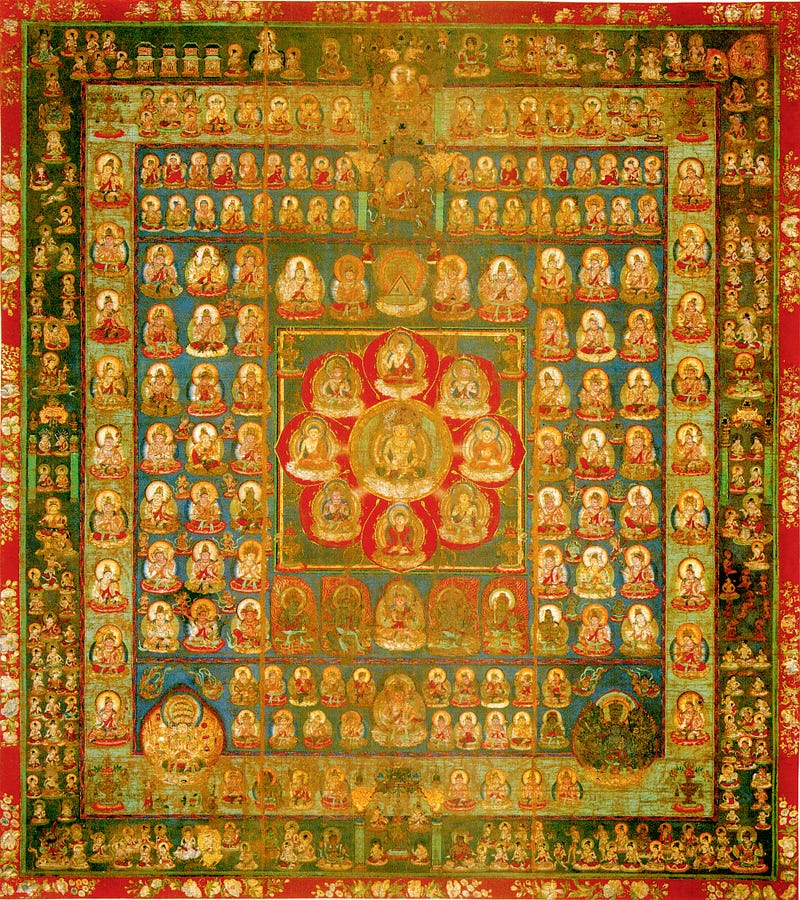 A Buddhist Womb Realm tapestry that (I believe) is the namesake of Mount Taizo, one of the 100 Famous Mountains of Yamagata.