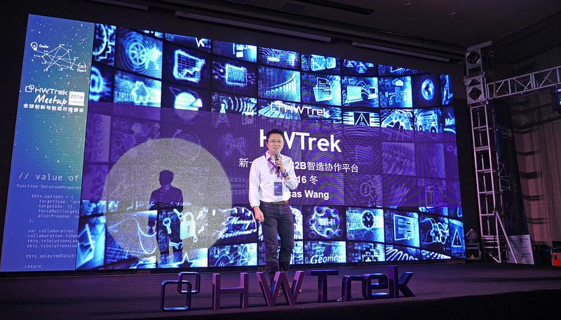 HWTrek ’s CEO Lucas Wang. He connects startups and
manufacturers.