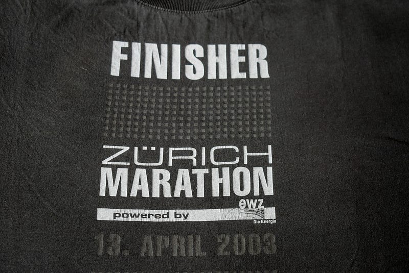 Black and white 2013 Zurich Marathon finisher shirt
