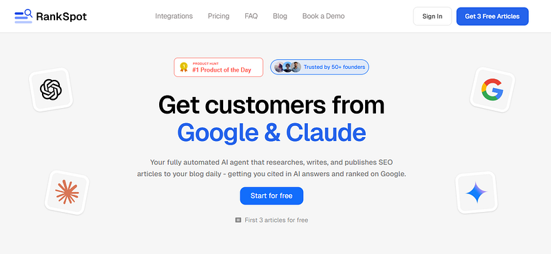 rankspot.ai homepage on AISO Blog