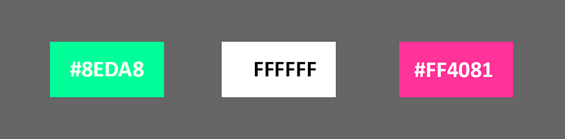HEX codes of colours use while defining UX