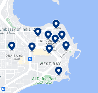 The West Bay — The best area to stay in Doha for tourists looking for 5-star hotels, and one of the safest places in Qatar.