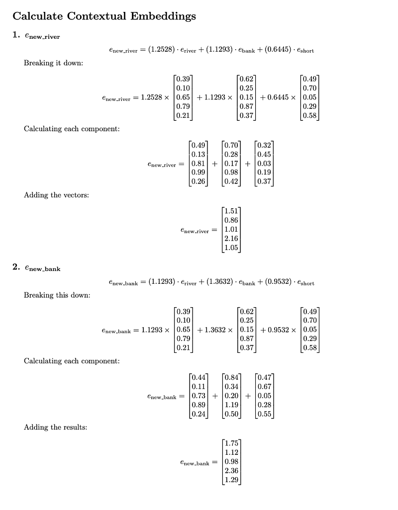 Step-by-step self-attention calculation