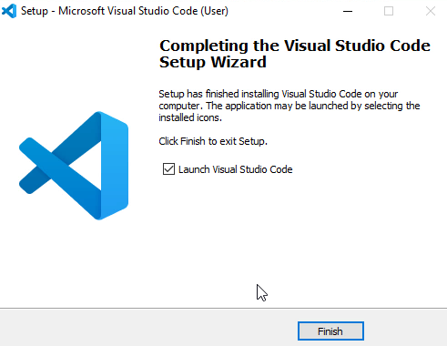 Click finish and launch visual studio code