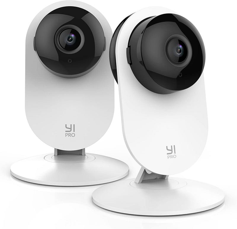 YI Pro 2K Home Security Camera, 2.4Ghz Wired Indoor Camera with Person, Vehicle, Animal Smart Detection, Phone App, Works with Alexa and Google Assistant 2Packs