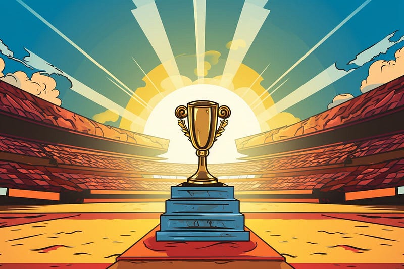 pop art illustration an empty winner’s podium at a sporting event