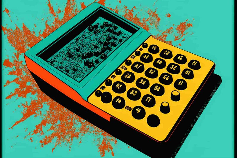 An old fashioned calculator, pop art