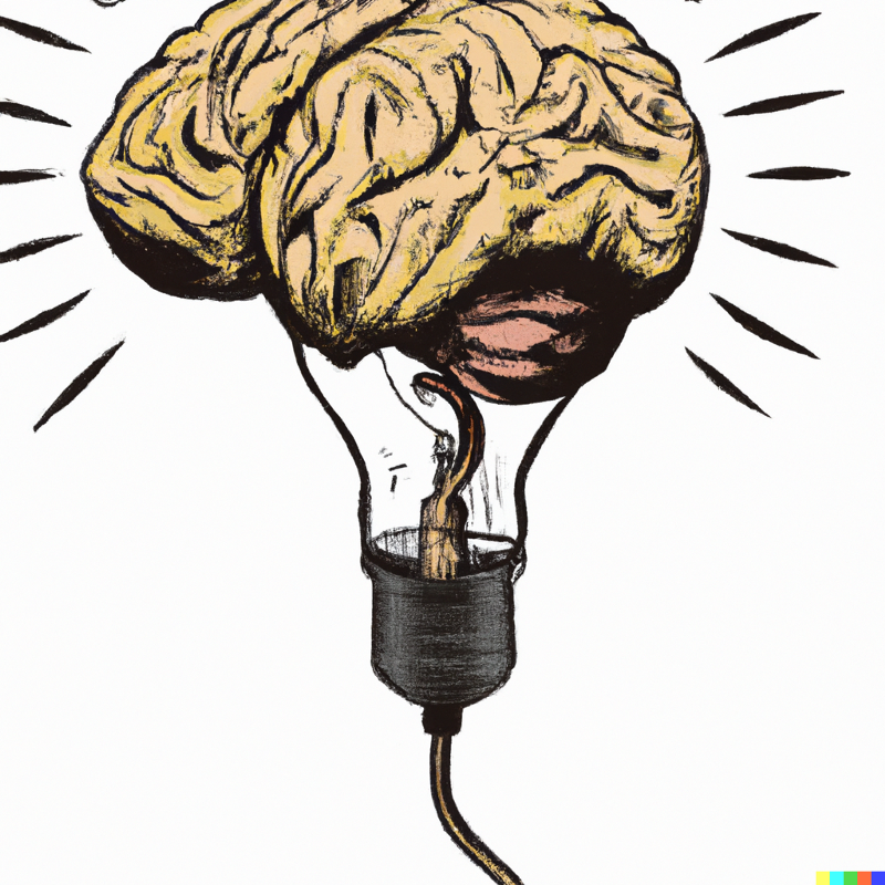 A brain wrapped around a lightbulb