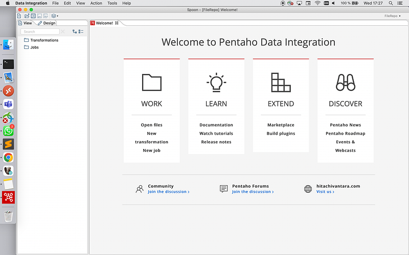 Install Pentaho Data Integration / Kettle on Mac OS 2022. Or also Fix Repository not shown issue.