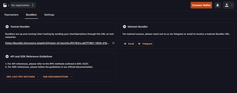 Getting your bundlerUrl from Biconomy Dashboard