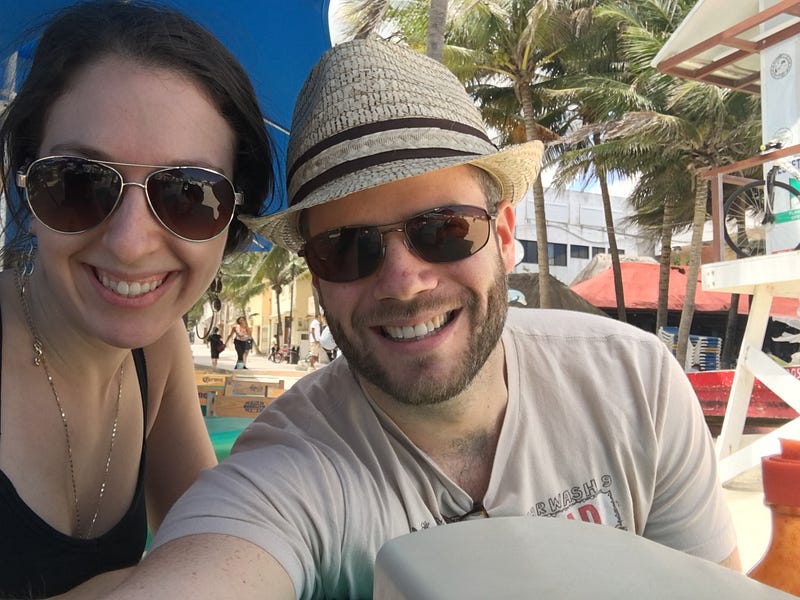 My wife and I on our first remote working trip to Playa del Carmen ??