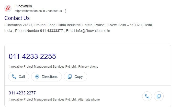 Fiinovation Okhla Address and Contact Number