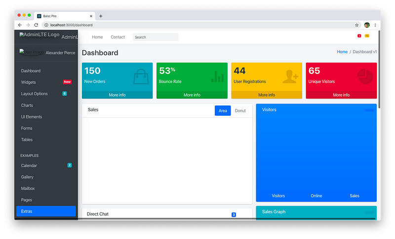 Dashboard component page