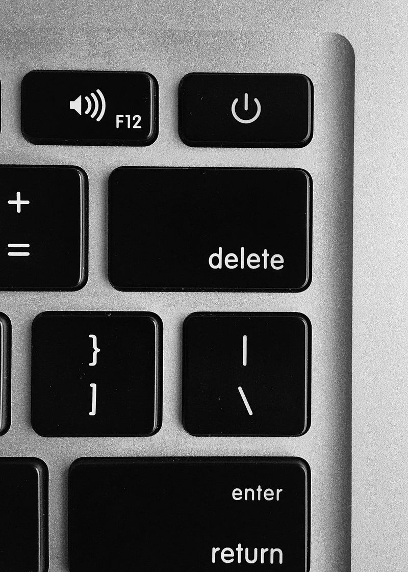 Delete key on a keyboard.