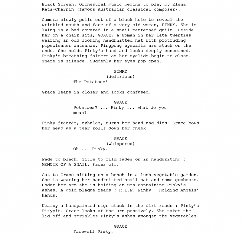 Page One: “Memoir of a Snail” (2024)