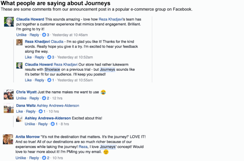 customer comments on journeys