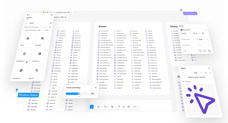 4,100+ icons built as a Figma component library. Best for designers who live in Figma.