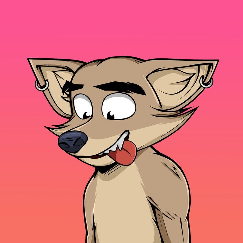 illustrated cartoon fox on a multicolor background
