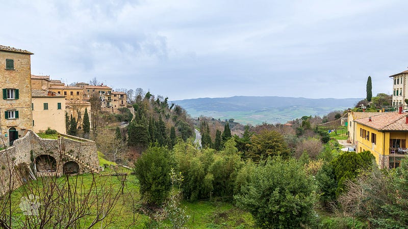 A view out across the valley to the west of the town of Volterra, IT. A view out across the valley to the west of the town of Volterra, IT.