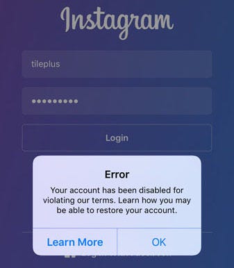 instagram disabled my account without warning