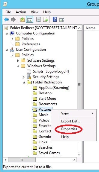 Configuring Folder Redirection through Group Policy