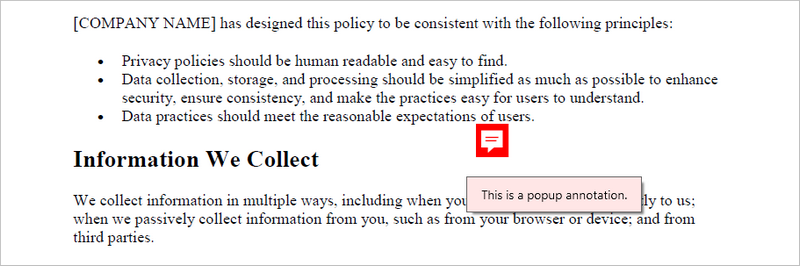 Add a popup annotation to PDF.
